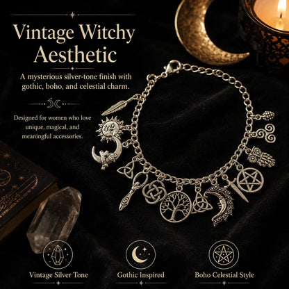 🔥Last Day 50% OFF - 🧙🖤Vintage Witchy Charm Bracelet
