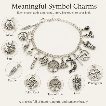 🔥Last Day 50% OFF - 🧙🖤Vintage Witchy Charm Bracelet