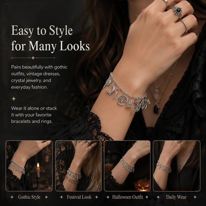 🔥Last Day 50% OFF - 🧙🖤Vintage Witchy Charm Bracelet
