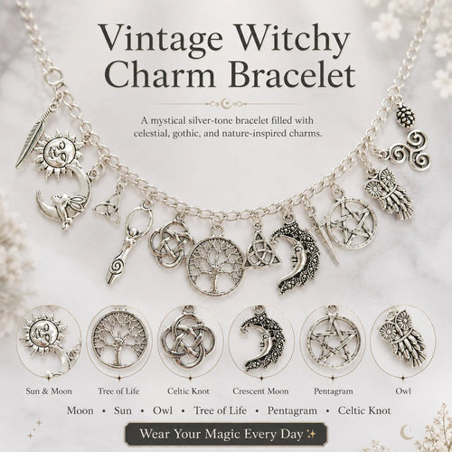 🔥Last Day 50% OFF - 🧙🖤Vintage Witchy Charm Bracelet
