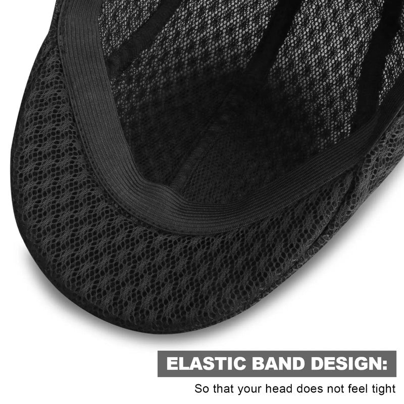 UPF50+ Mesh Flat Cap Men Breathable Duckbill Beret 56-58cm