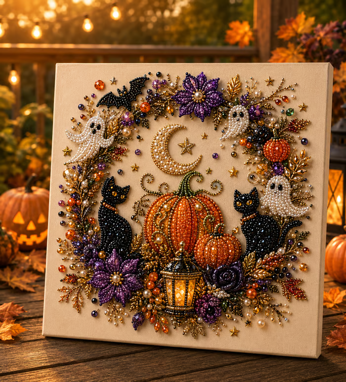 👻✨ Halloween Ghost Pearl Art DIY Kit – Create a Sparkling Spooky-Cute Masterpiece for Your Home
