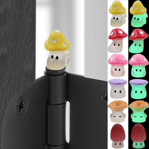 🍄 Magical Mushroom Hinge Heads – Set of 6 Glow-in-the-Dark Magnetic Door Decor
