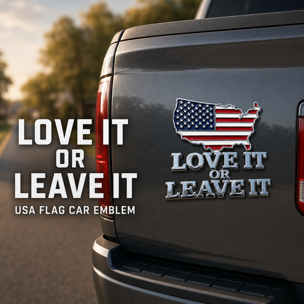 “LOVE IT OR LEAVE IT” USA Flag Emblem Car Badge