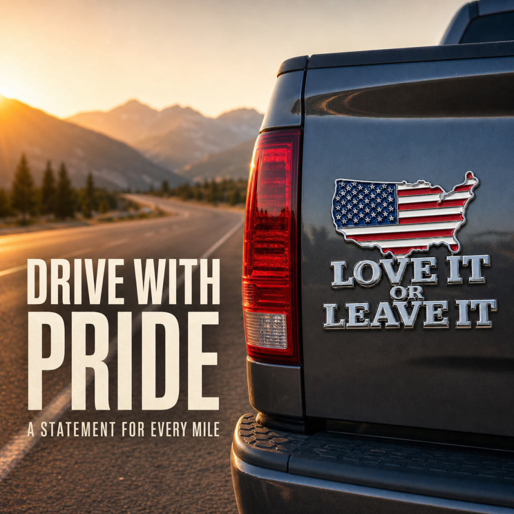 “LOVE IT OR LEAVE IT” USA Flag Emblem Car Badge