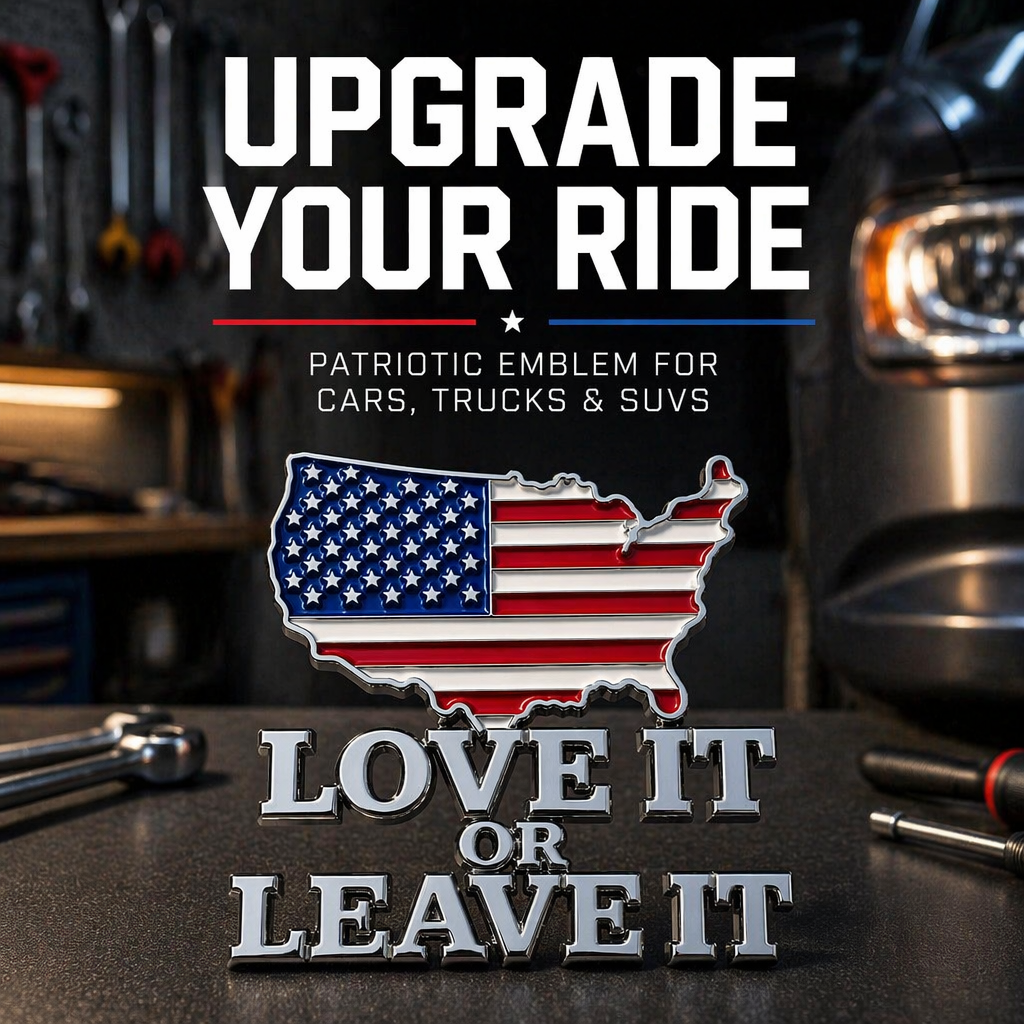 “LOVE IT OR LEAVE IT” USA Flag Emblem Car Badge