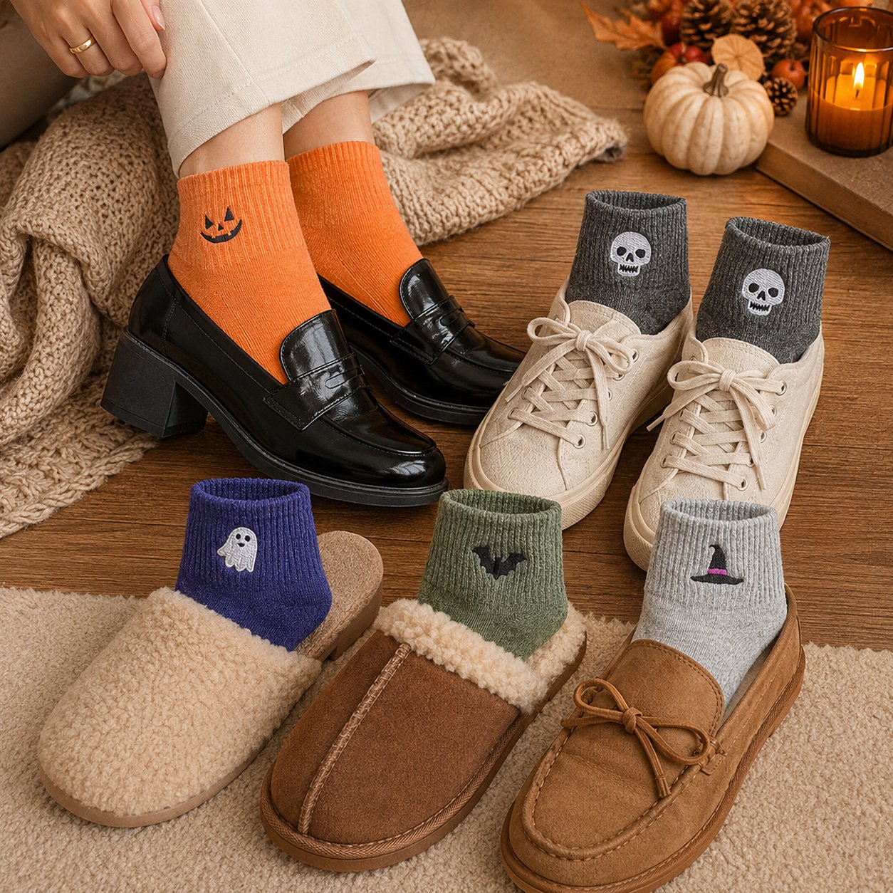 🎃 50% OFF Halloween Embroidered Ankle Socks