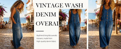 🔥Last Day SALE 49% OFF - 🤠👖Vintage Loose Wide Leg Denim Bib Overalls for Women(📦Buy 2 Free Shipping)