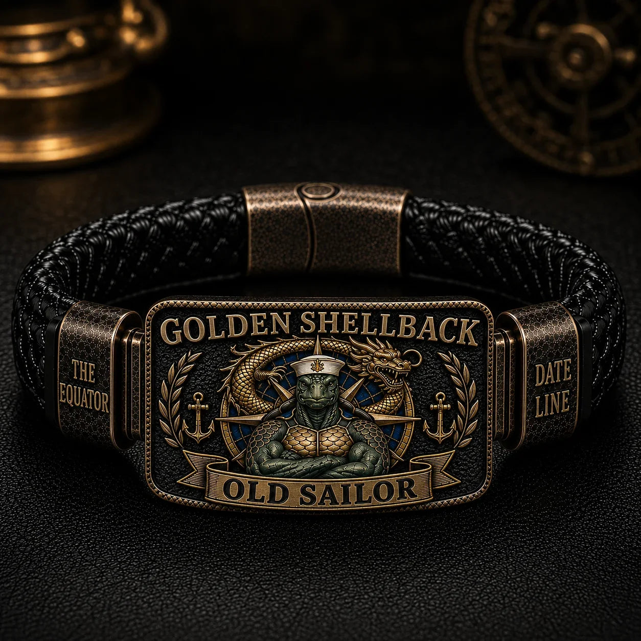 ⚓ Golden Shellback Bracelet – A Timeless Tribute to the Old Sailor
