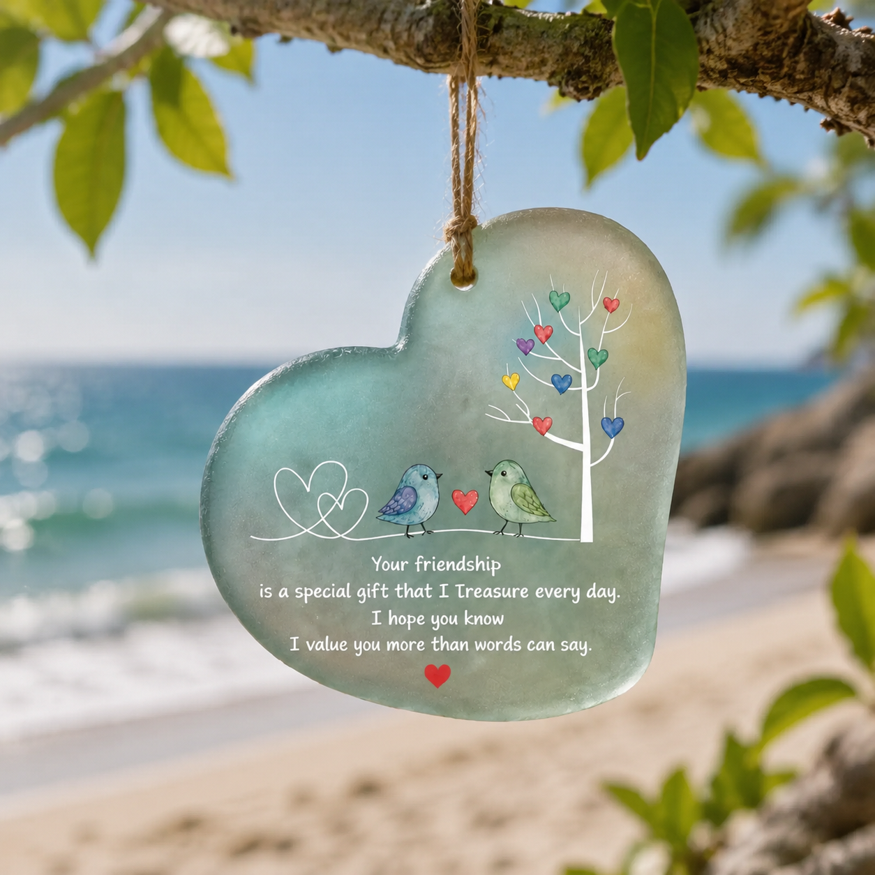 Heartfelt Friendship Seaglass Ornament Gift