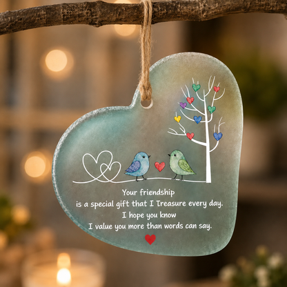 Heartfelt Friendship Seaglass Ornament Gift