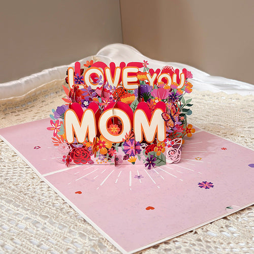 I LOVE YOU MOM Pop-Up Card – Handcrafted 3D Floral Mother’s Day Greeting Card