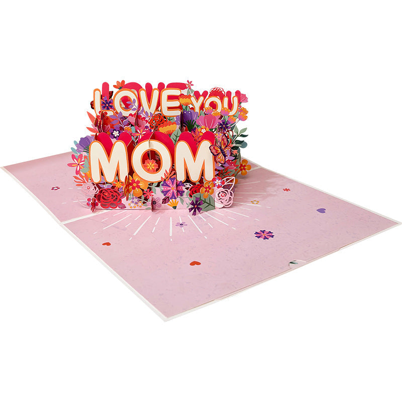 I LOVE YOU MOM Pop-Up Card – Handcrafted 3D Floral Mother’s Day Greeting Card