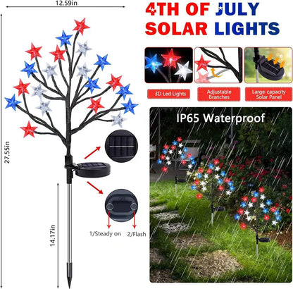 Solar Patriotic Star Lights for Outdoor Decor