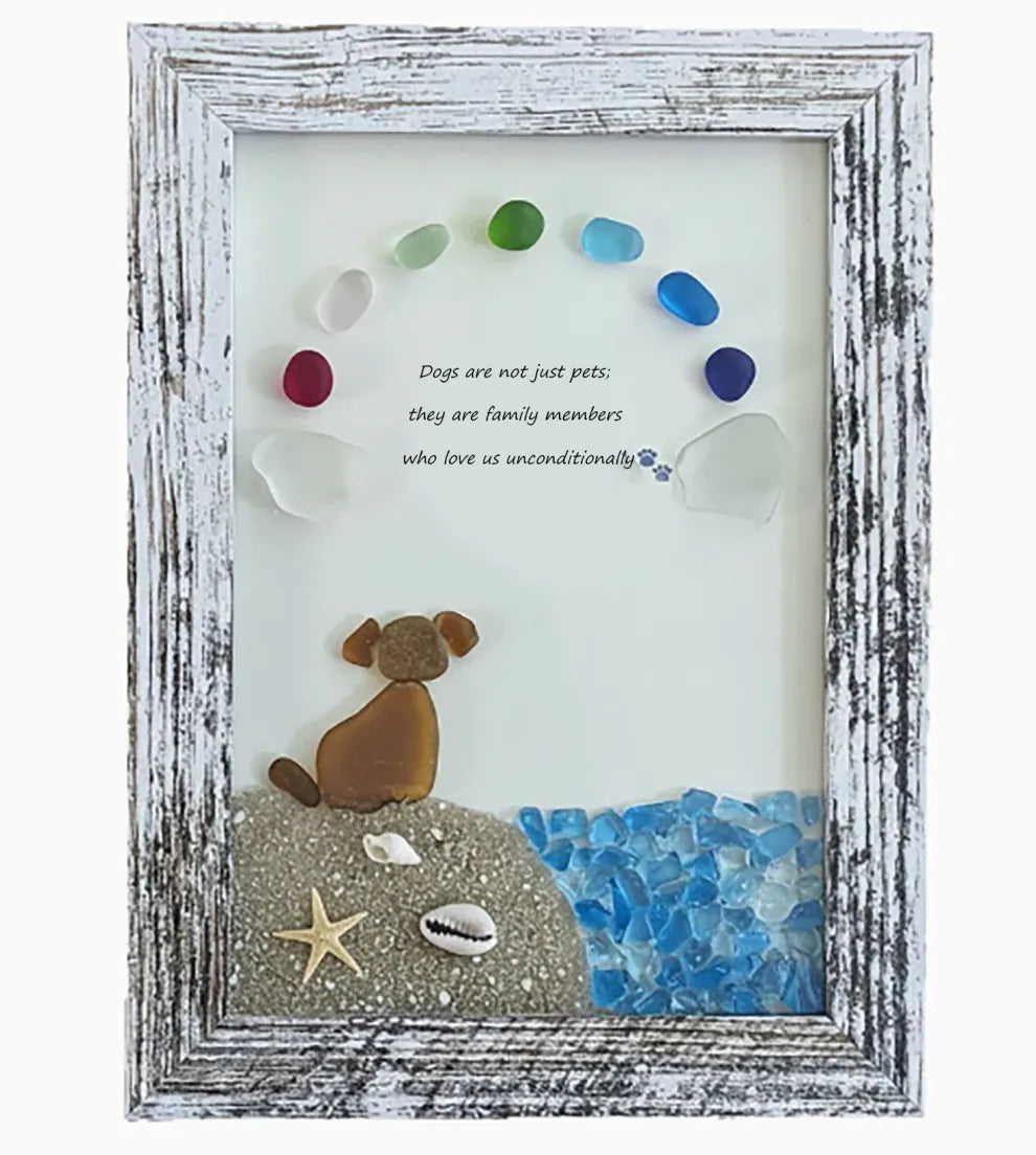 ❤️Sea Glass Dog at The Rainbow Bridge,Memorial or thoughtful gift for lost pets