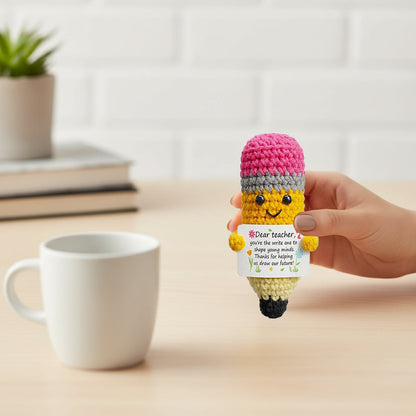 3pcs Crochet Figures Teacher Appreciation Gifts with Inspirational Quotes