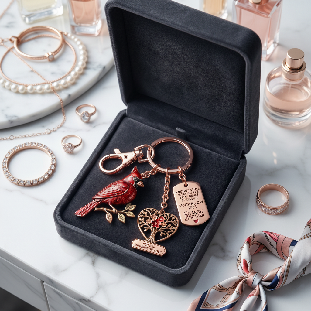 🔥Cardinal Mother’s Day Keychain – A Sanctuary of Love, Always With Her