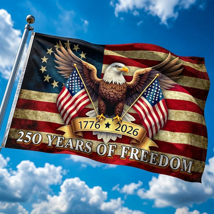 🦅250 Years of Freedom American Flag | 1776-2026 Patriotic Eagle Banner