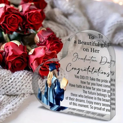 🎓 Acrylic Heart-Shaped Inspirational Graduation Gifts For Her