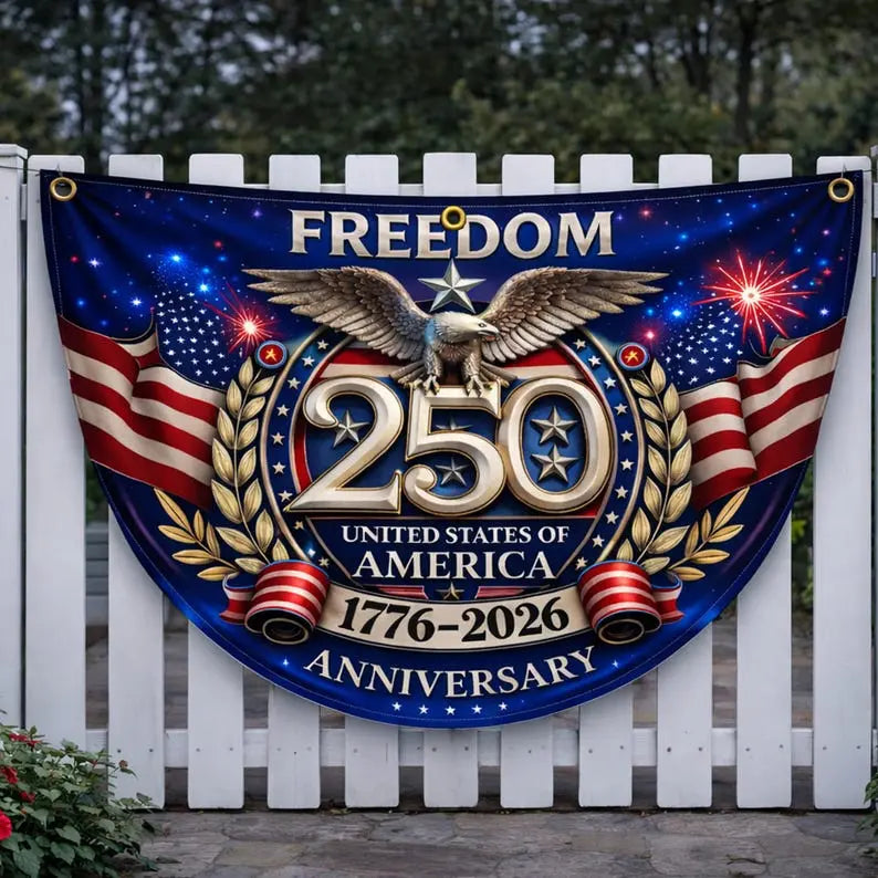 USA 250th Anniversary Fan Flag: Semiquincentennial 1776-2026 Patriotic Eagle Outdoor Banner