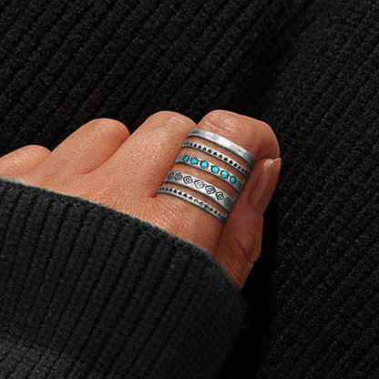🔥Hot Sale 49% OFF🎁Sterling Silver Bohemian Openwork Carved Turquoise Ring