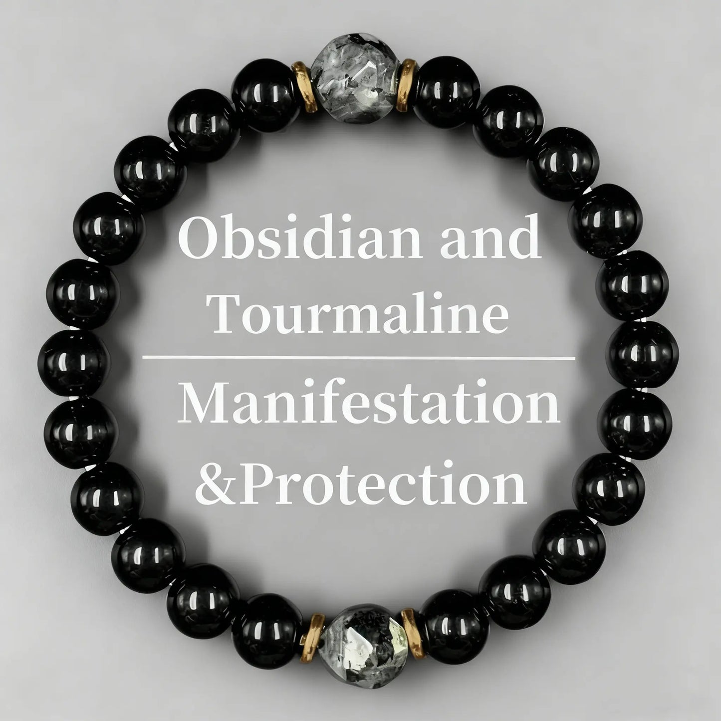 Obsidian & Black Tourmaline Bracelet--Jewelry for Men & Women