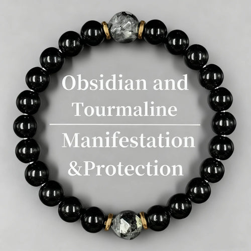 Obsidian & Black Tourmaline Bracelet--Jewelry for Men & Women