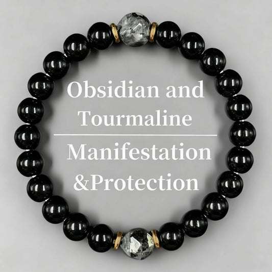 Obsidian & Black Tourmaline Bracelet--Jewelry for Men & Women
