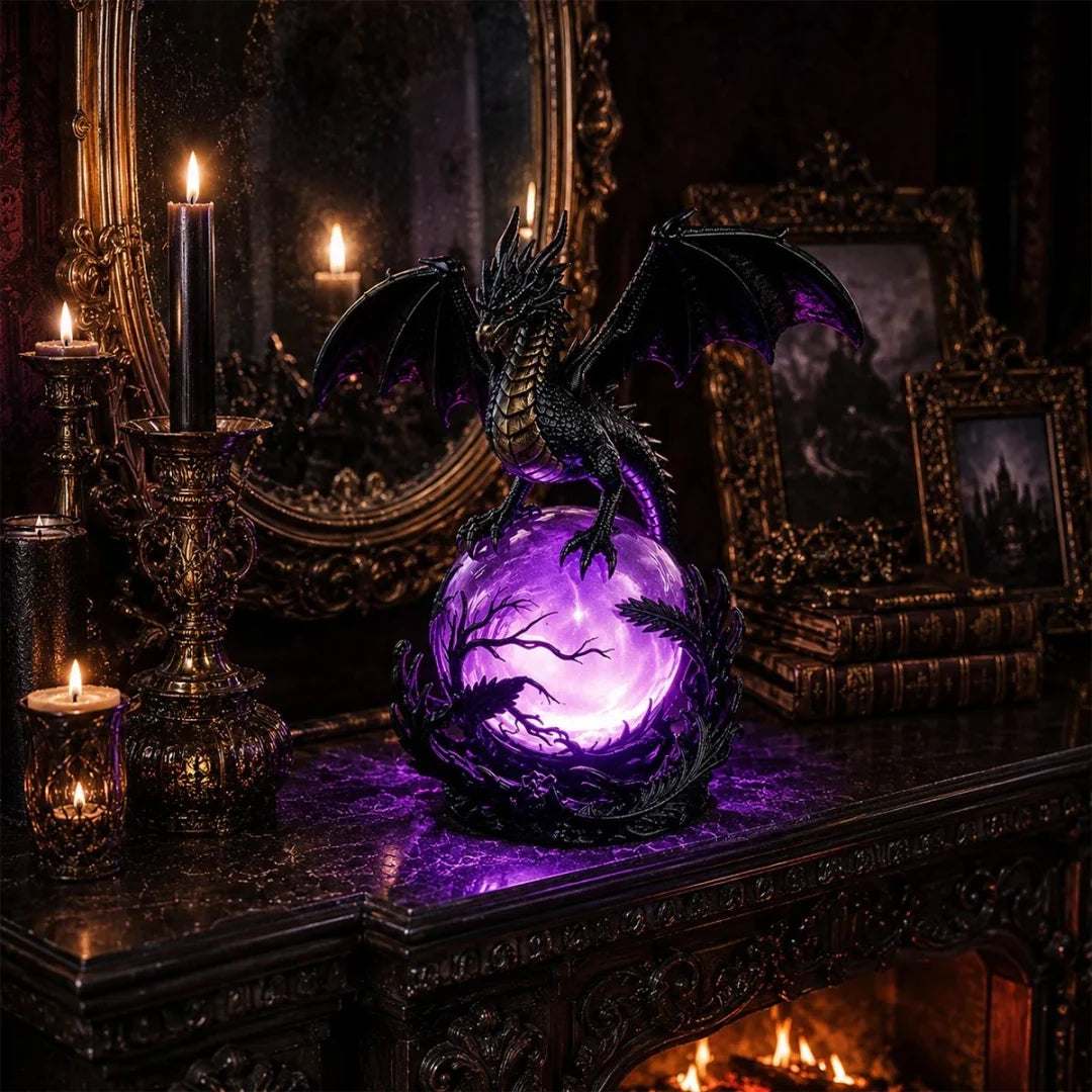 🔮🐉Gothic Dragon LED Crystal Ball Lamp for Dark Aesthetic Decor