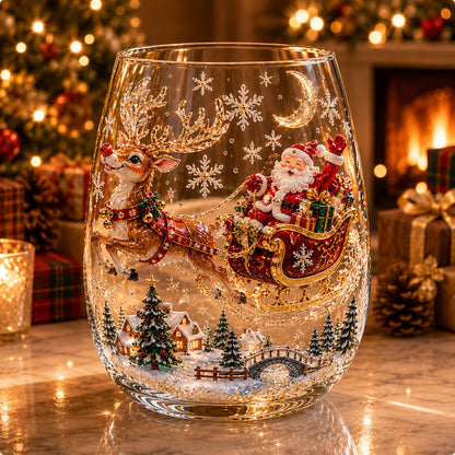 🎅🎅Magical Christmas 3D Glass Cup Collection – Santa, Reindeer, Snowman & Christmas Tree