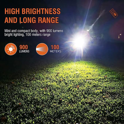 Small Powerful EDC Flashlight with Red UV Blue Light -Super Bright 900LM