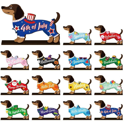 🐾 Interchangeable Seasonal Animal Wooden Decor Set