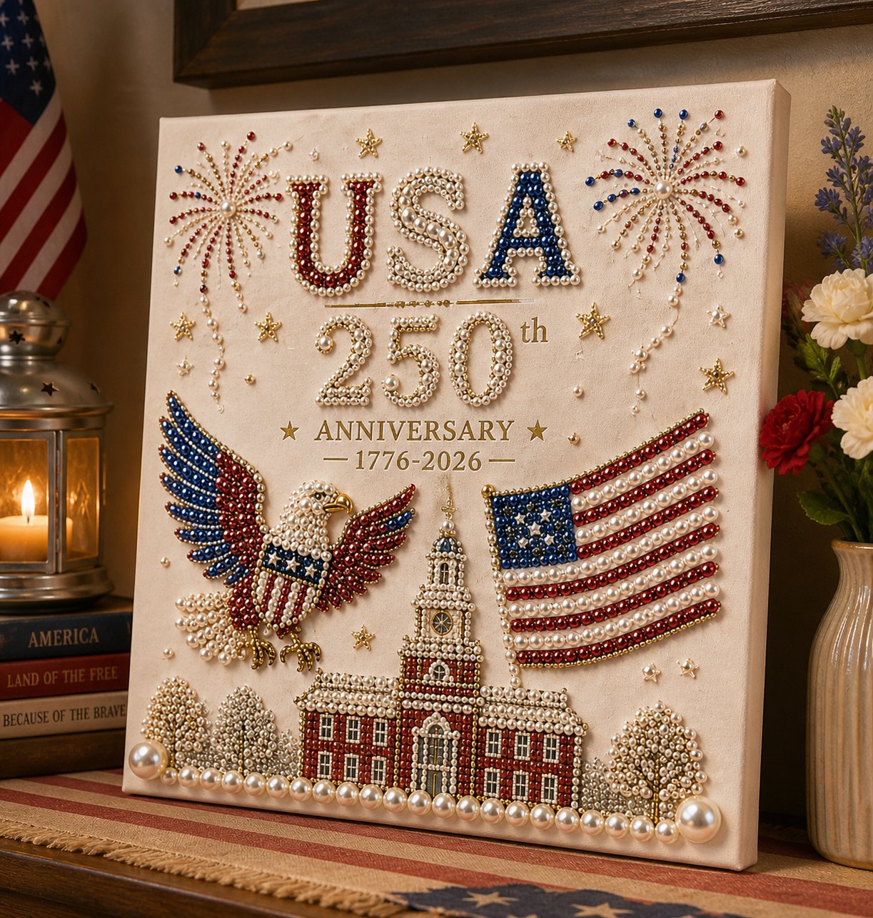 🔥LAST DAY 50% OFF - 🇺🇸 USA 250th Anniversary DIY Pearl Painting Kit ✨❤️‍🔥