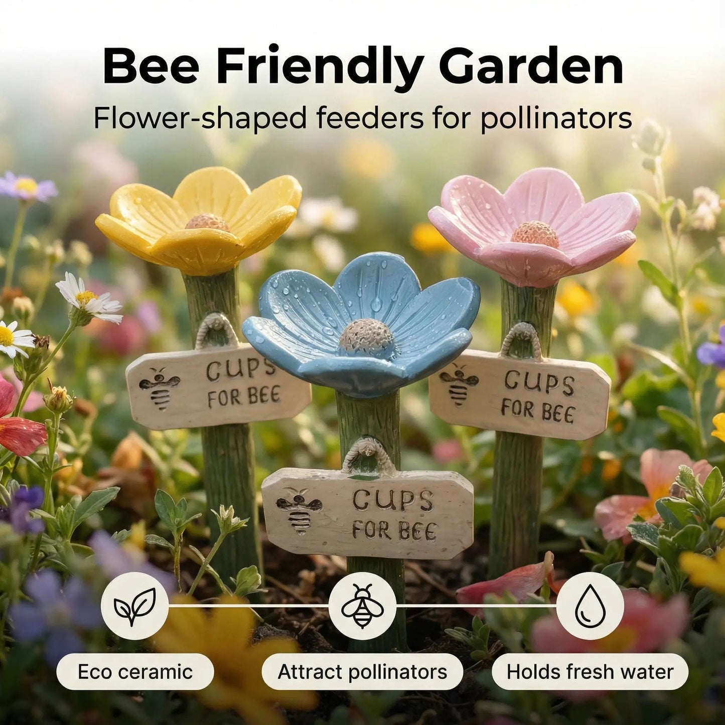 🐝Flower-Shaped Bee Watering Station💧