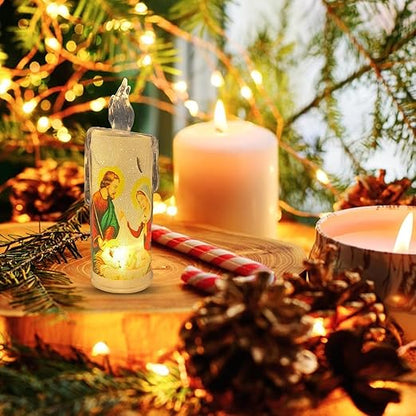 🕯️🕯️LED Prayer Flameless Candles, Jesus Saints Religious Decoration, Christmas Easter gift