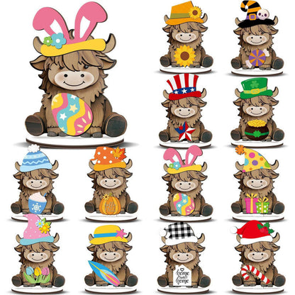 🐾 Interchangeable Seasonal Animal Wooden Decor Set