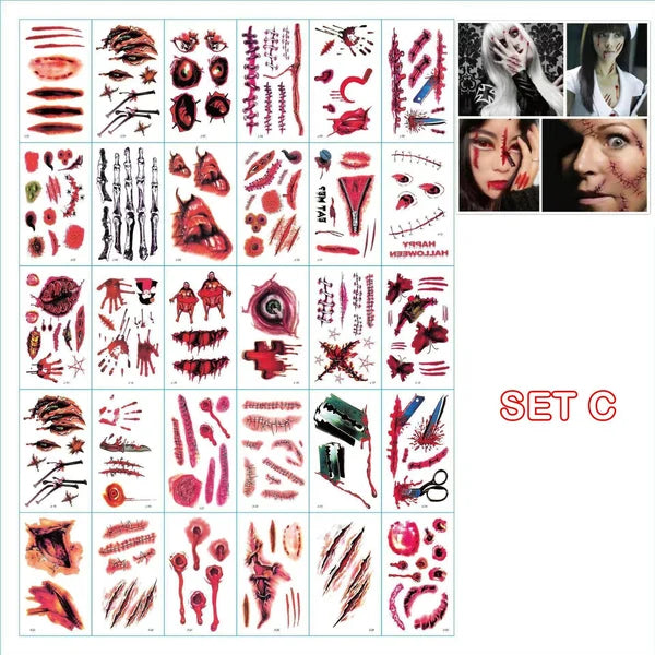 🎃👻HALLOWEEN PRE SALE - 49% OFF - Halloween Prank Makeup Temporary Tattoo😈Realistic & Easy To Remove