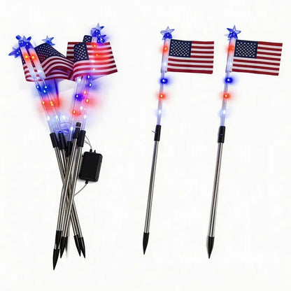 8 Solar American Flag Pathway Lights – Red, White & Blue Yard Glow for 250th Independence Celebration 🇺🇸
