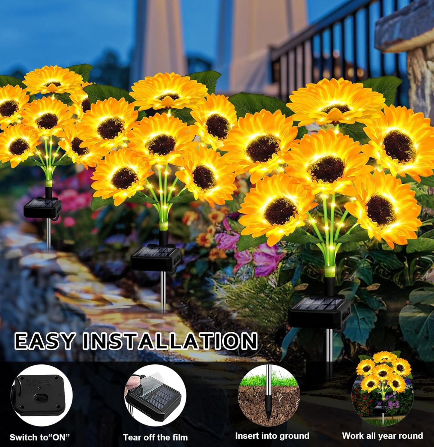 🔥Hot Sale 50% off🌟🌻 Solar Powered LED Sunflower Garden Lights Set