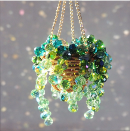 Handmade Beaded Terracotta Suncatcher –– "String of Pearls" Car Charm