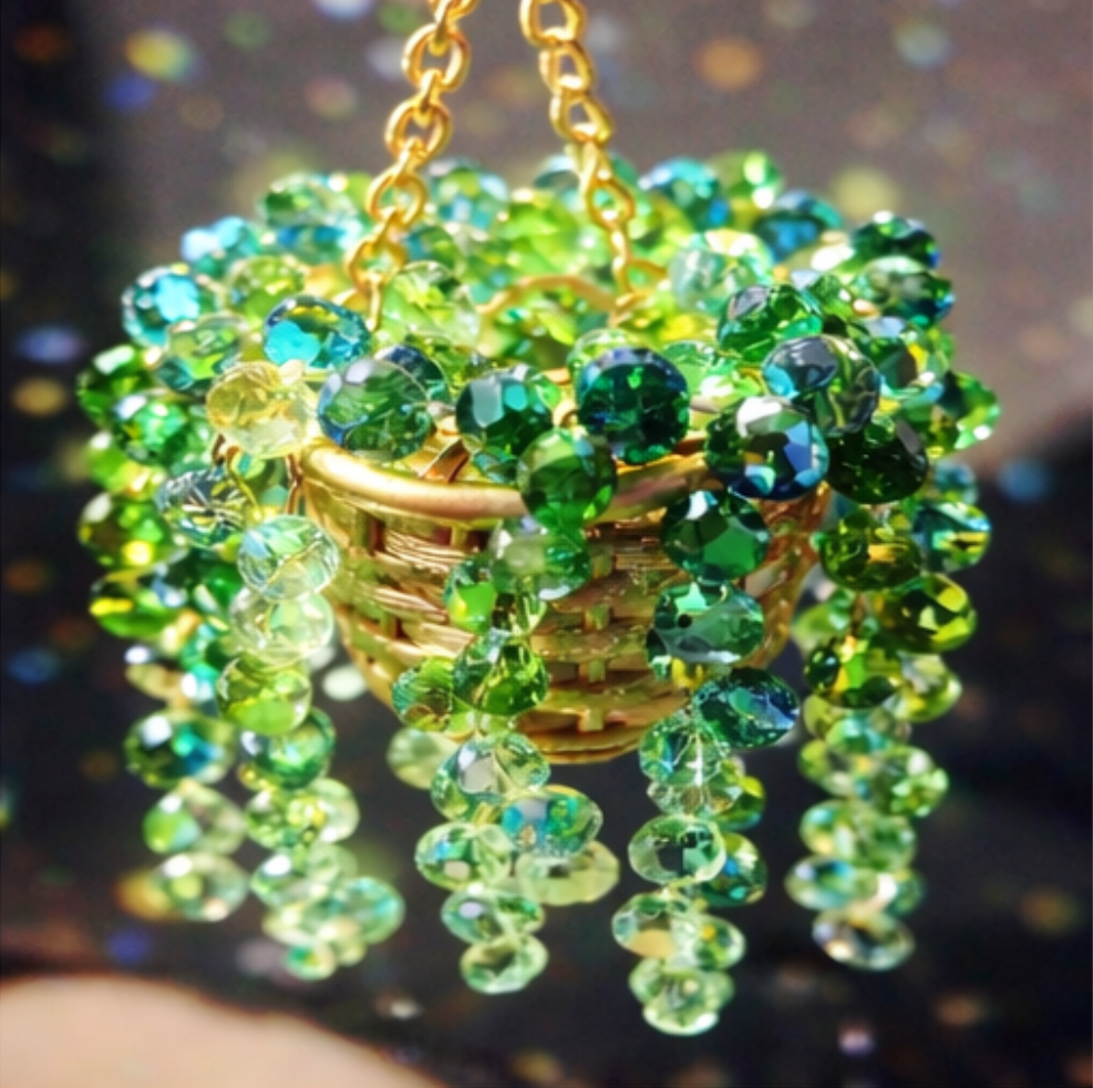 Handmade Beaded Terracotta Suncatcher –– "String of Pearls" Car Charm
