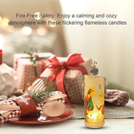 🕯️🕯️LED Prayer Flameless Candles, Jesus Saints Religious Decoration, Christmas Easter gift