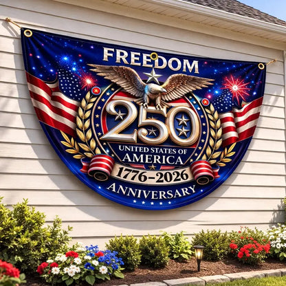 USA 250th Anniversary Fan Flag: Semiquincentennial 1776-2026 Patriotic Eagle Outdoor Banner