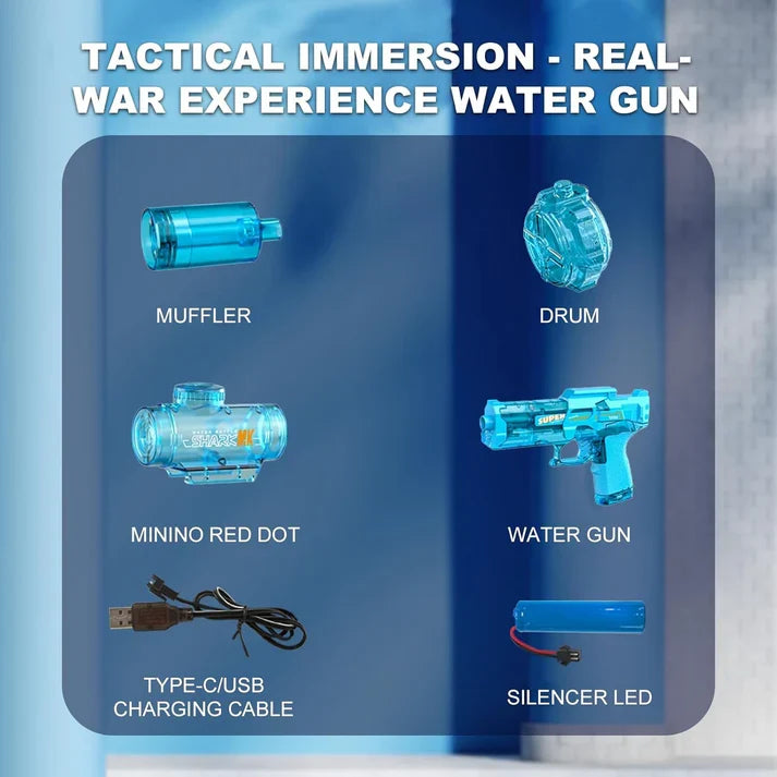 Ultimate Battle Powerful Electric Water Gun, Automatic Squirt Gun with Glowing Muzzle