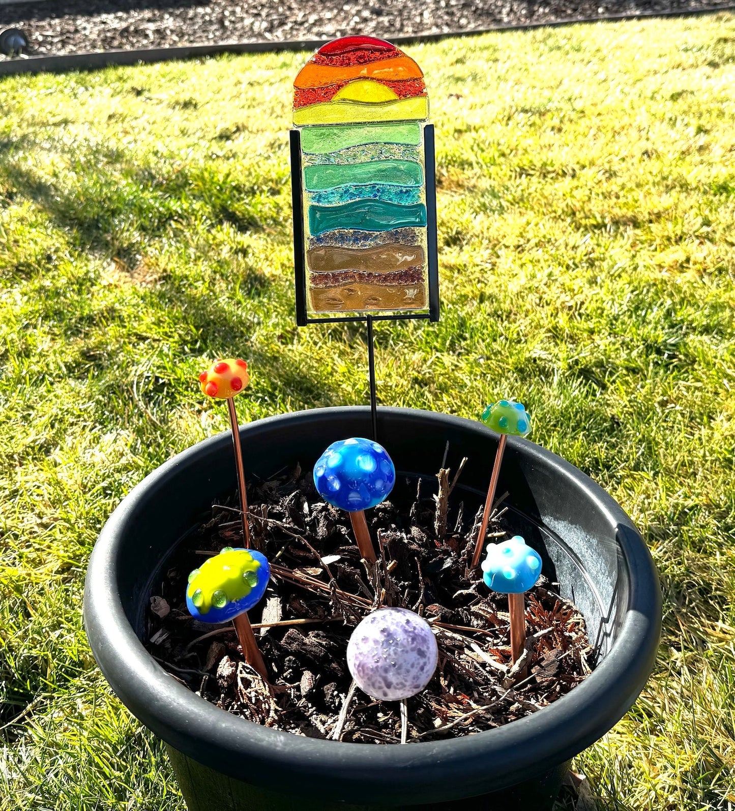 💥Last Day Promotion-49% Off - 🌈Rainbow Fused Glass Garden Stake