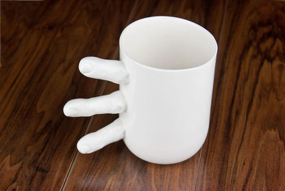 🤣Funny Finger Mug, Large Handmade Coffee Mug with Fingers