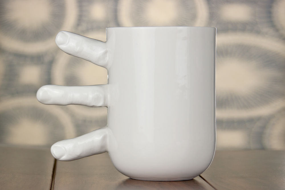 🤣Funny Finger Mug, Large Handmade Coffee Mug with Fingers