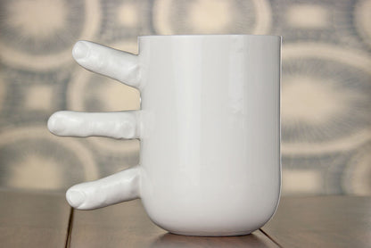 🤣Funny Finger Mug, Large Handmade Coffee Mug with Fingers