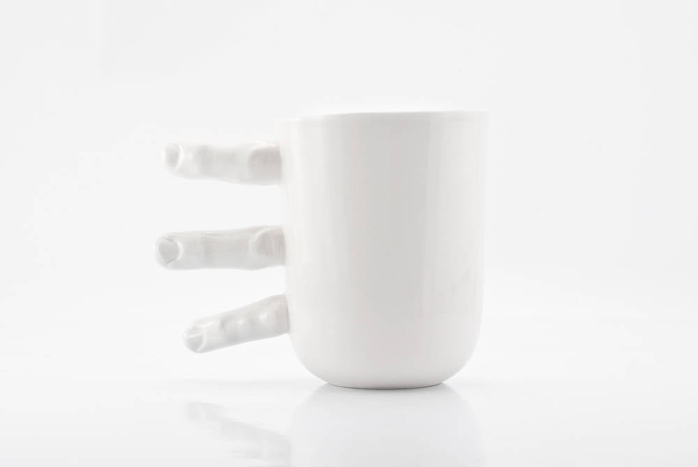 🤣Funny Finger Mug, Large Handmade Coffee Mug with Fingers