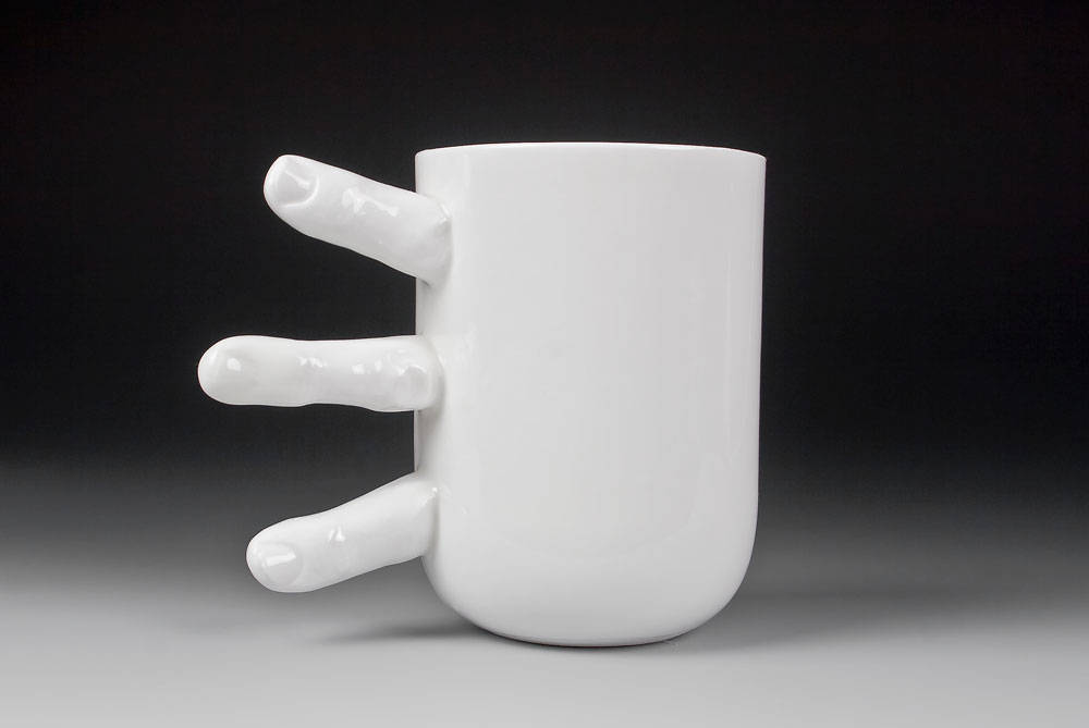 🤣Funny Finger Mug, Large Handmade Coffee Mug with Fingers